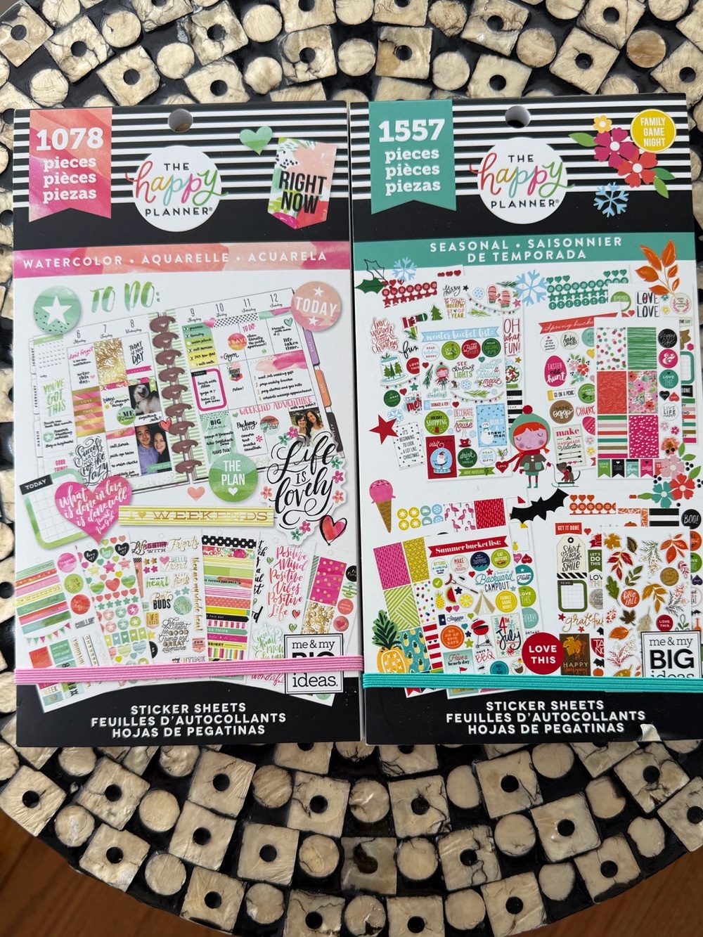 2 Happy Planner Decorative Sticker Pads. Holiday/Seasonal and Watercolor themes
